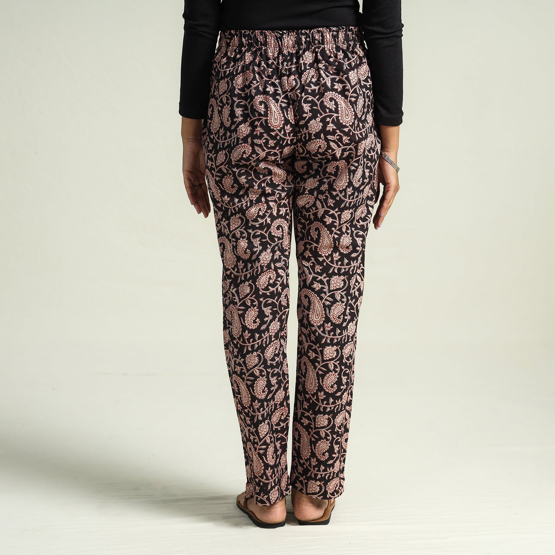 Black - Bagru Block Printed Cotton Tapered Pant
