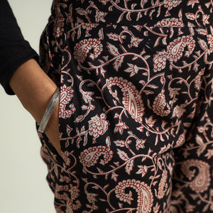 Black - Bagru Block Printed Cotton Tapered Pant