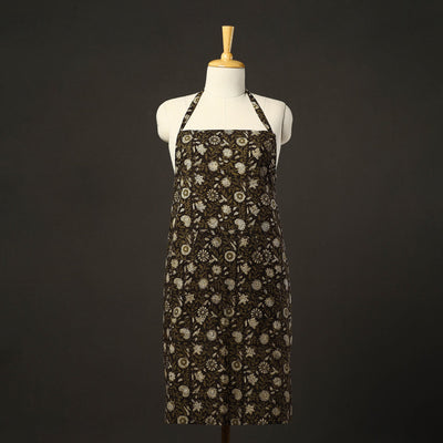 Black - Bagru Block Print Cotton Apron with Pocket 13