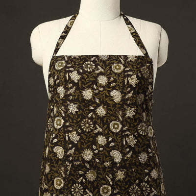 Black - Bagru Block Print Cotton Apron with Pocket 13