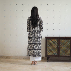 Black - Block Printed Cotton Gota Work Long Bagru Kurta 22