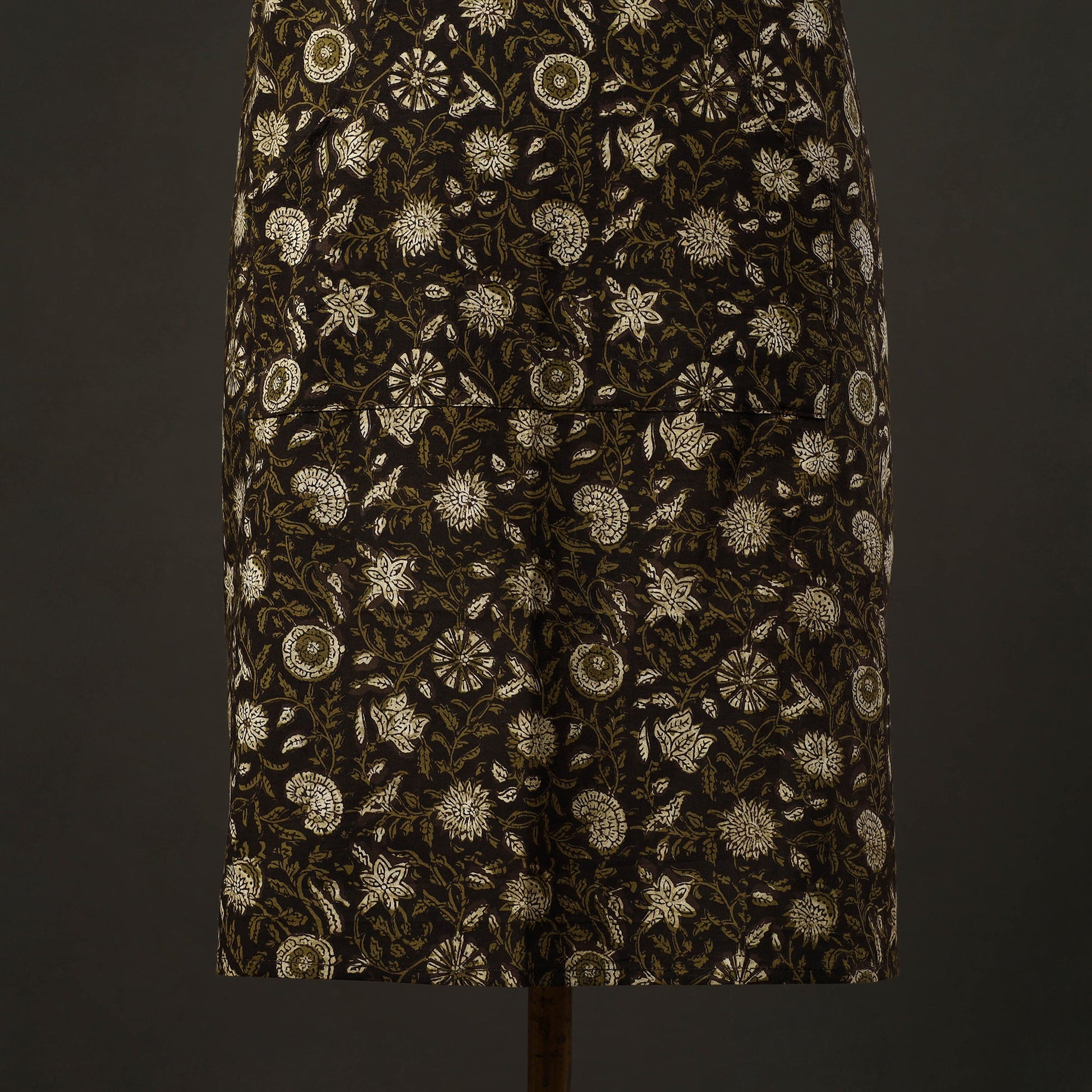 Black - Bagru Block Print Cotton Apron with Pocket 13