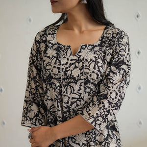 Black - Block Printed Cotton Gota Work Long Bagru Kurta 22