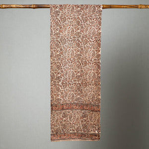 Beige - Pedana Kalamkari Block Printed Natural Dyed Cotton Stole 03