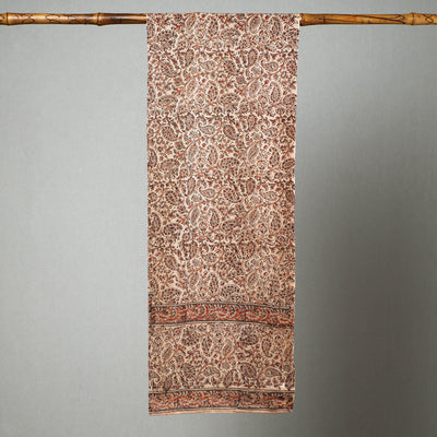 Beige - Pedana Kalamkari Block Printed Natural Dyed Cotton Stole 03