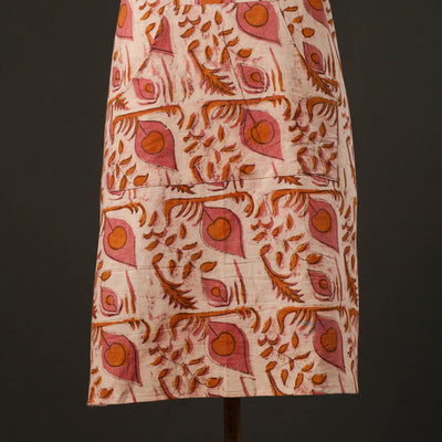 Beige - Bagru Block Print Cotton Apron with Pocket 14