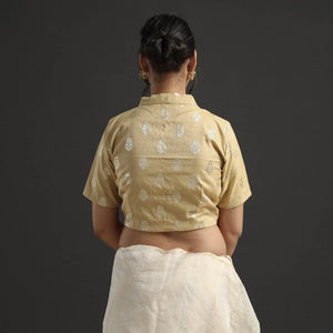 Beige - Banarasi Silk Zari Weave Stitched Blouse