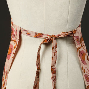 Beige - Bagru Block Print Cotton Apron with Pocket 14