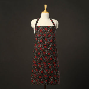 Black - Bagru Block Print Cotton Apron with Pocket 16