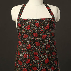 Black - Bagru Block Print Cotton Apron with Pocket 16