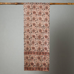 Beige - Pedana Kalamkari Block Printed Natural Dyed Cotton Stole 12