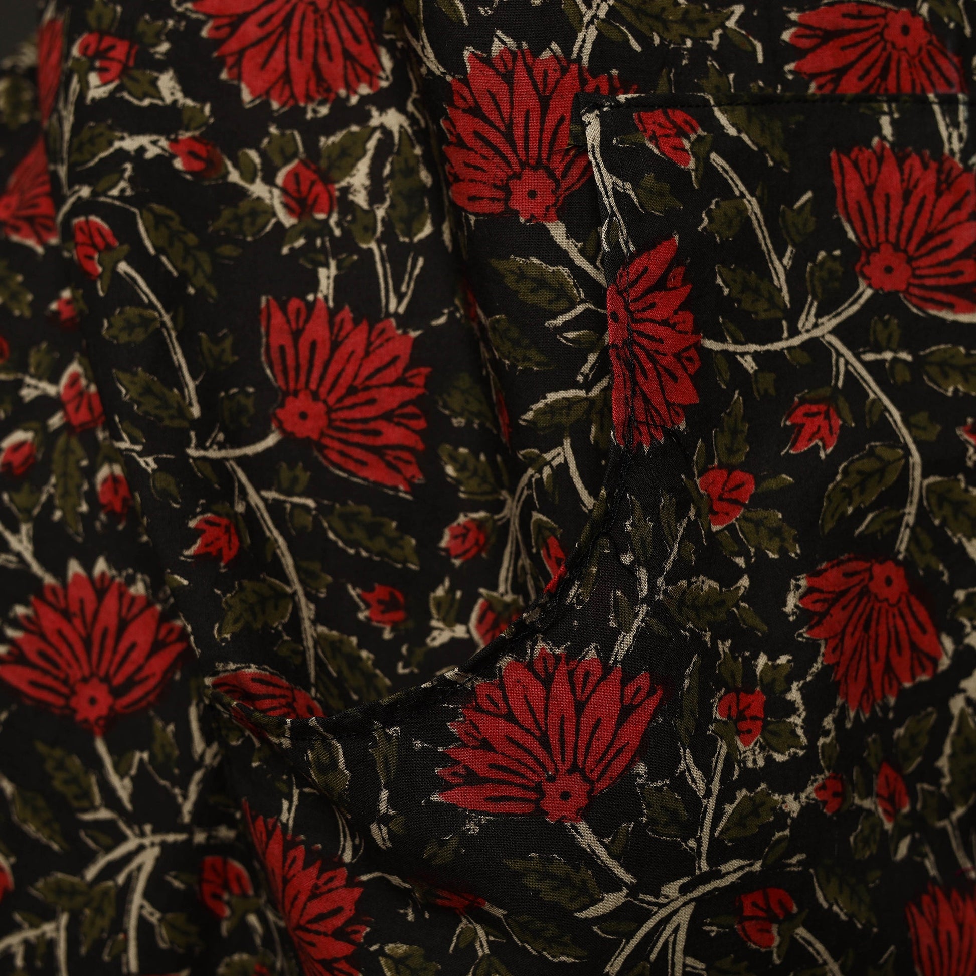 Black - Bagru Block Print Cotton Apron with Pocket 16