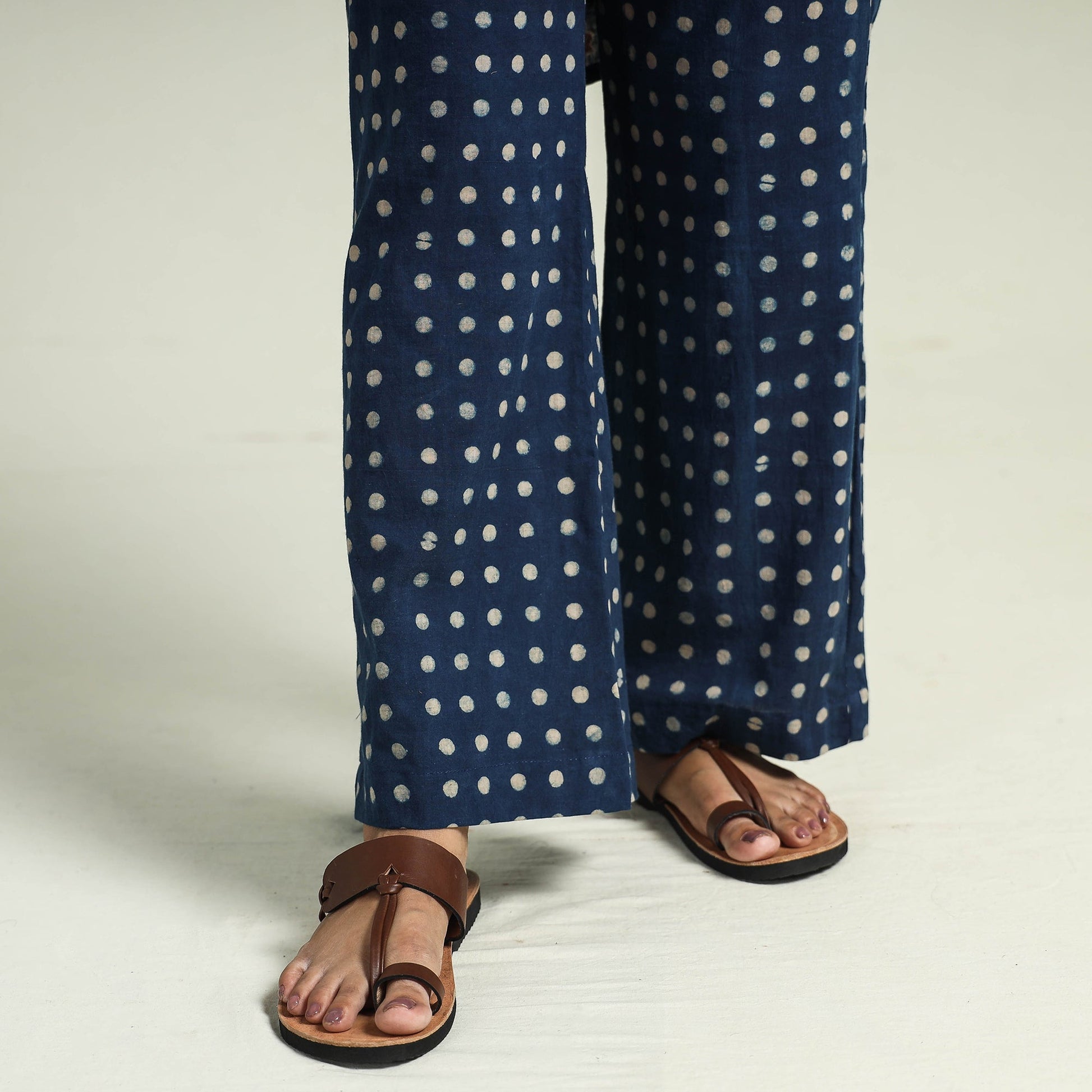 Blue - Ajrakh Block Printed Cotton Kaftan with Palazzo & Dupatta Set
