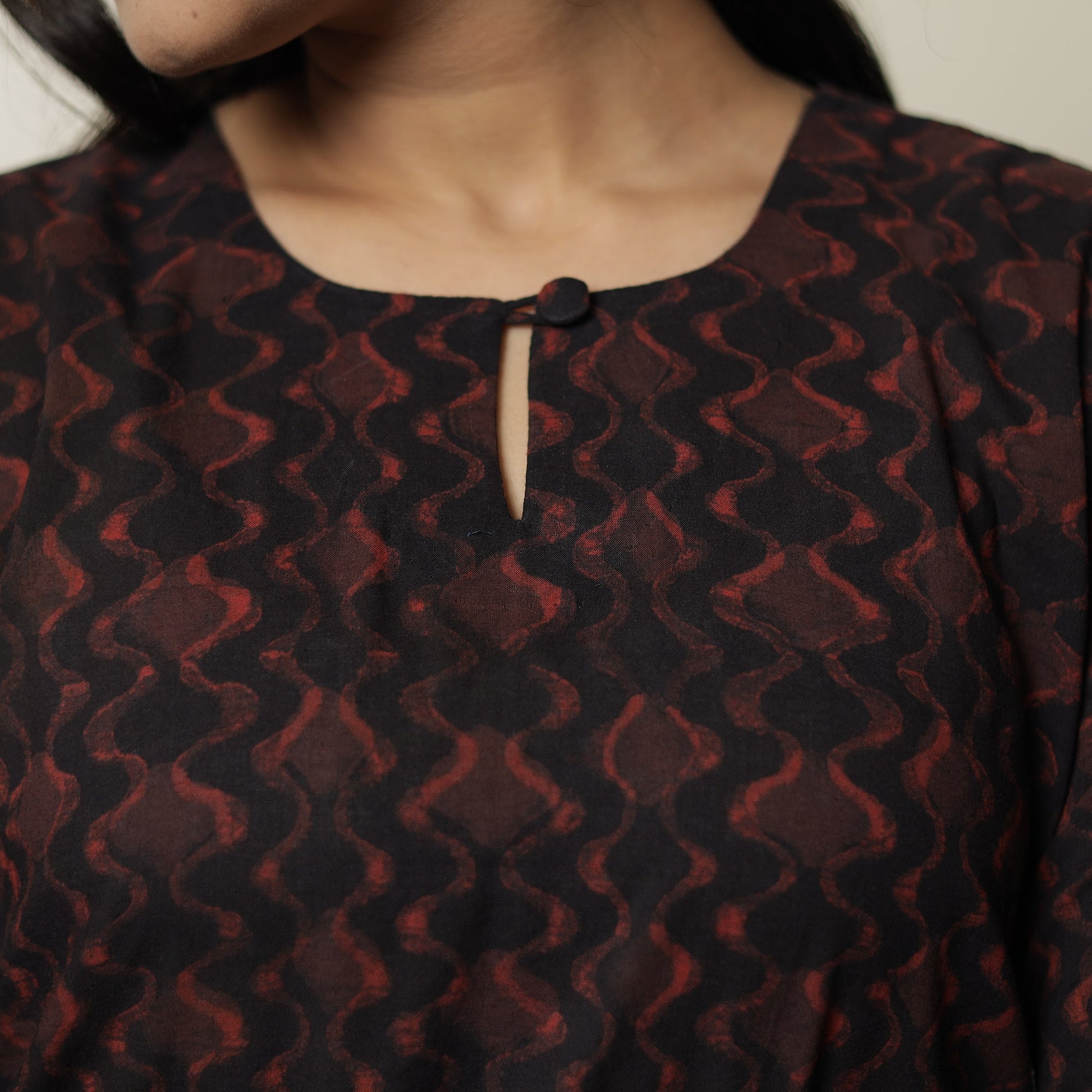 Black - Akola Hand Block Printed Cotton Long Straight Kurta 19