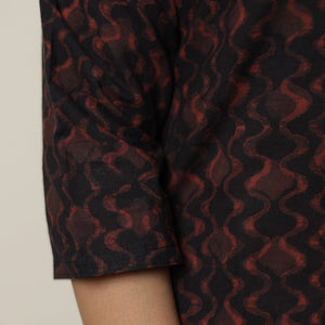 Black - Akola Hand Block Printed Cotton Long Straight Kurta 19