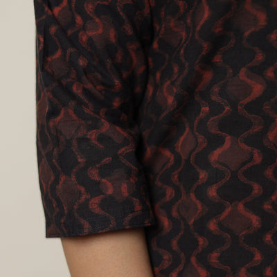 Black - Akola Hand Block Printed Cotton Long Straight Kurta 19