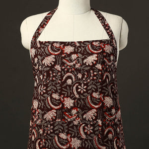 Brown - Bagru Block Print Cotton Apron with Pocket 18