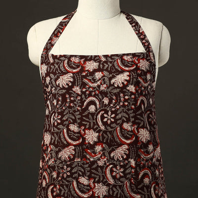 Brown - Bagru Block Print Cotton Apron with Pocket 18