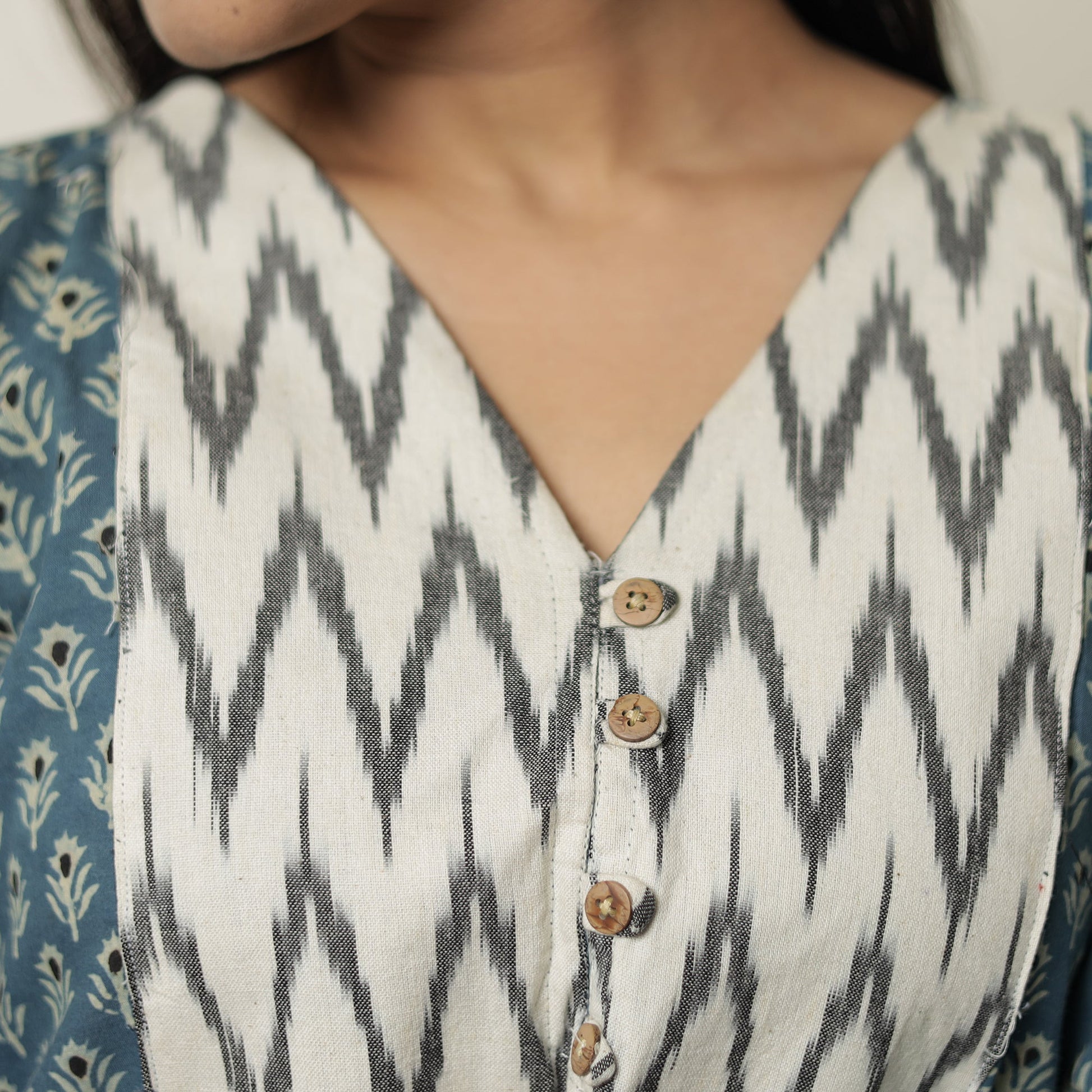 Blue - Akola Hand Block Printed Cotton A-Line Kurta 20