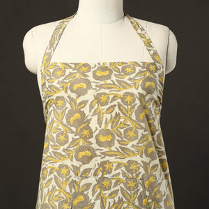 Beige - Bagru Block Print Cotton Apron with Pocket 19