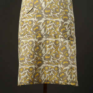 Beige - Bagru Block Print Cotton Apron with Pocket 19