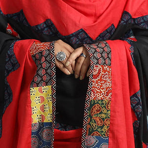 Applique Patchwork Cotton Ajrakh Dupatta with Mirror Work 21