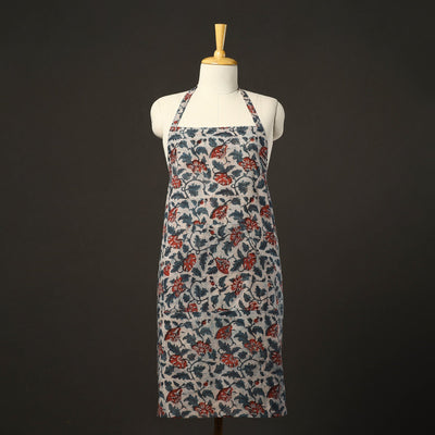 Beige - Bagru Block Print Cotton Apron with Pocket 21