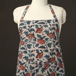Beige - Bagru Block Print Cotton Apron with Pocket 21