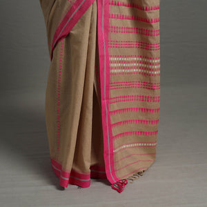 Brown - Bengal Handwoven Cotton Begampuri Saree 08