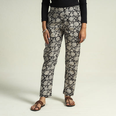 Black - Bagru Block Printed Cotton Tapered Pant