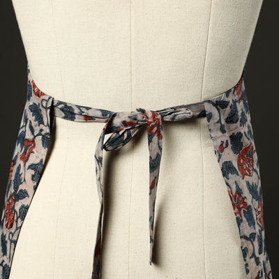 Beige - Bagru Block Print Cotton Apron with Pocket 21