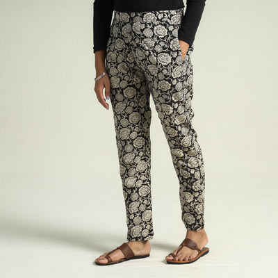 Black - Bagru Block Printed Cotton Tapered Pant