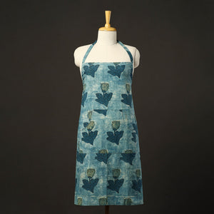 Blue - Bagru Block Print Cotton Apron with Pocket 22