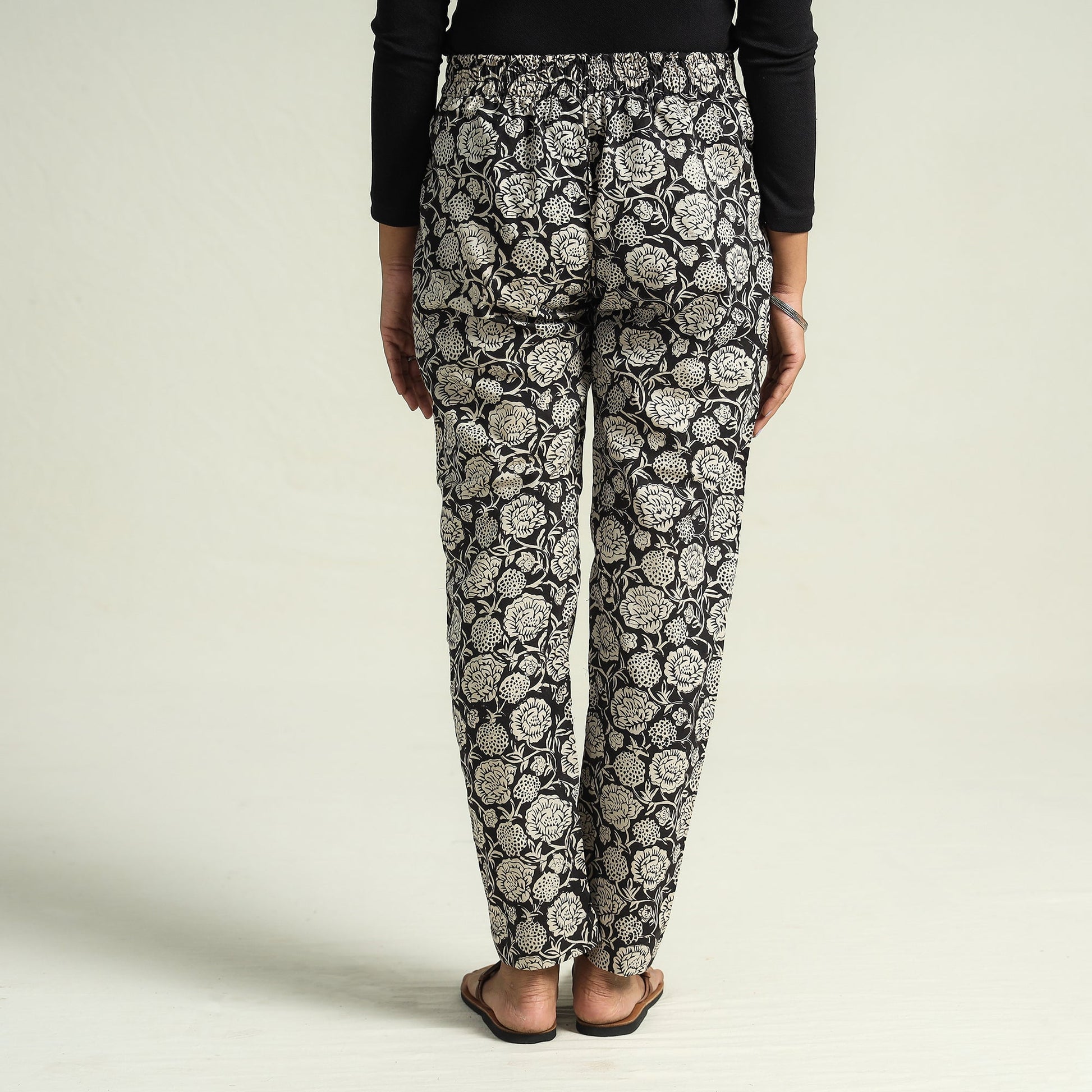 Black - Bagru Block Printed Cotton Tapered Pant