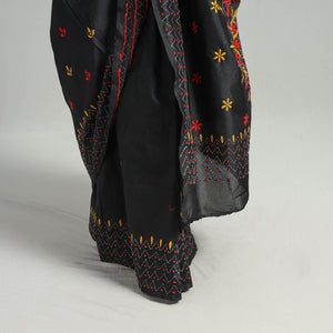 Black - Bengal Nakshi Kantha Embroidery Silk Saree 42