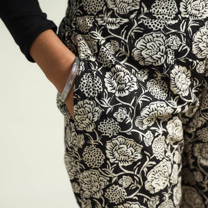 Black - Bagru Block Printed Cotton Tapered Pant