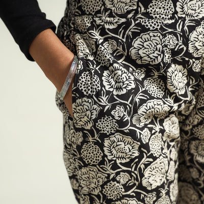 Black - Bagru Block Printed Cotton Tapered Pant
