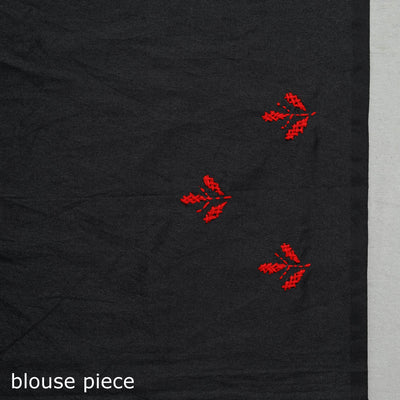 Black - Bengal Nakshi Kantha Embroidery Silk Saree 42