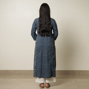 Blue - Akola Hand Block Printed Cotton Straight Kurta 28
