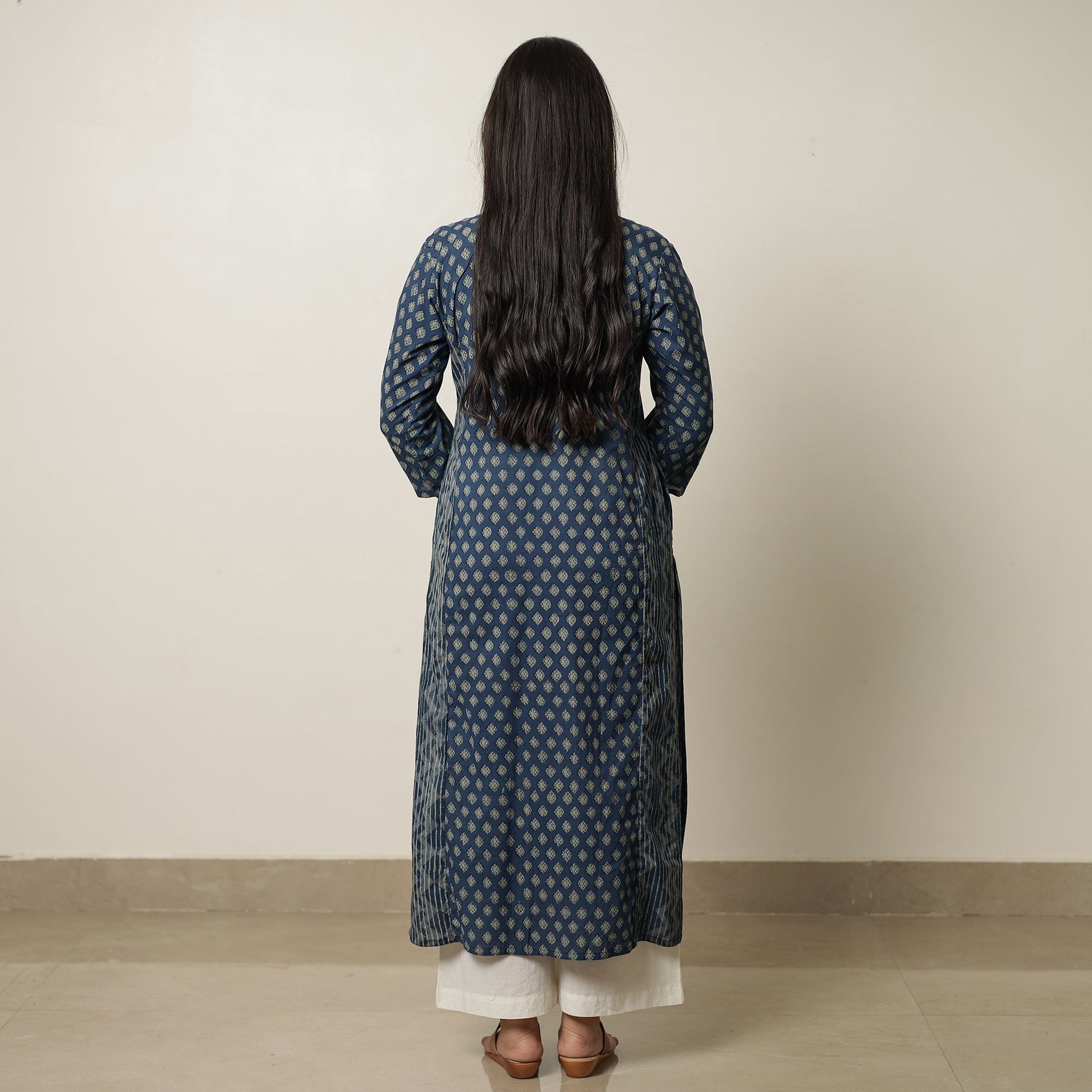 Blue - Akola Hand Block Printed Cotton Straight Kurta 28