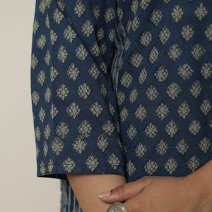 Blue - Akola Hand Block Printed Cotton Straight Kurta 28