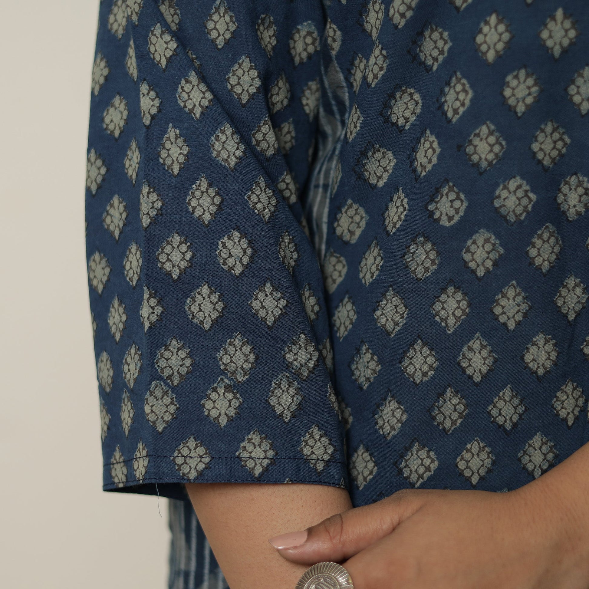 Blue - Akola Hand Block Printed Cotton Straight Kurta 28