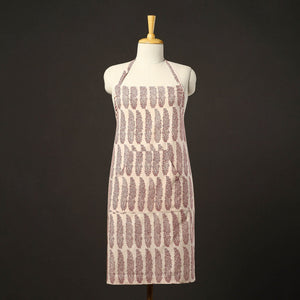 Beige - Bagh Block Print Cotton Apron with Pocket 25