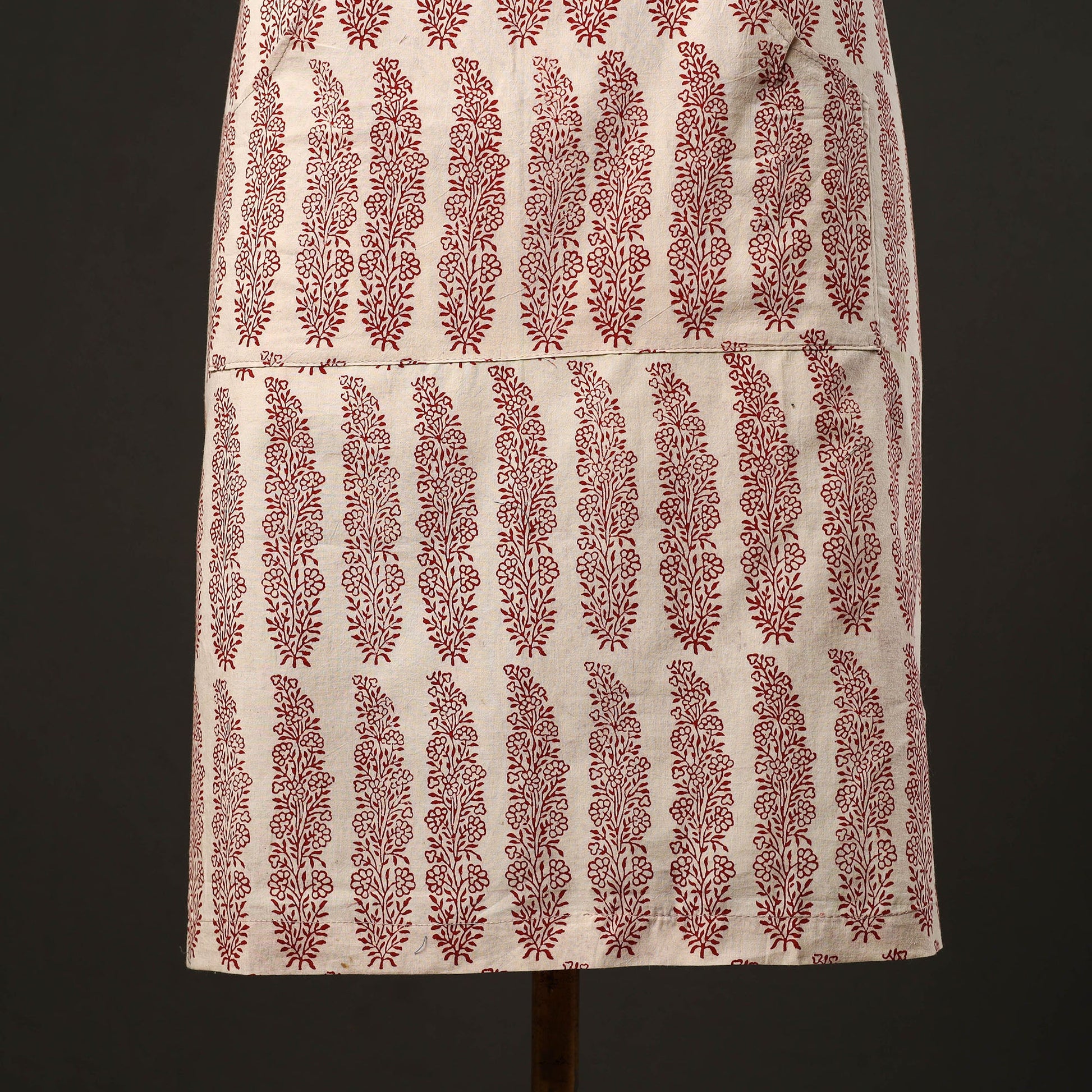 Beige - Bagh Block Print Cotton Apron with Pocket 25
