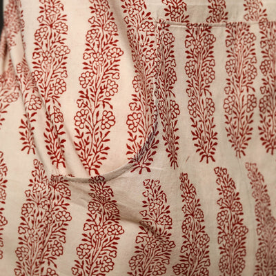 Beige - Bagh Block Print Cotton Apron with Pocket 25