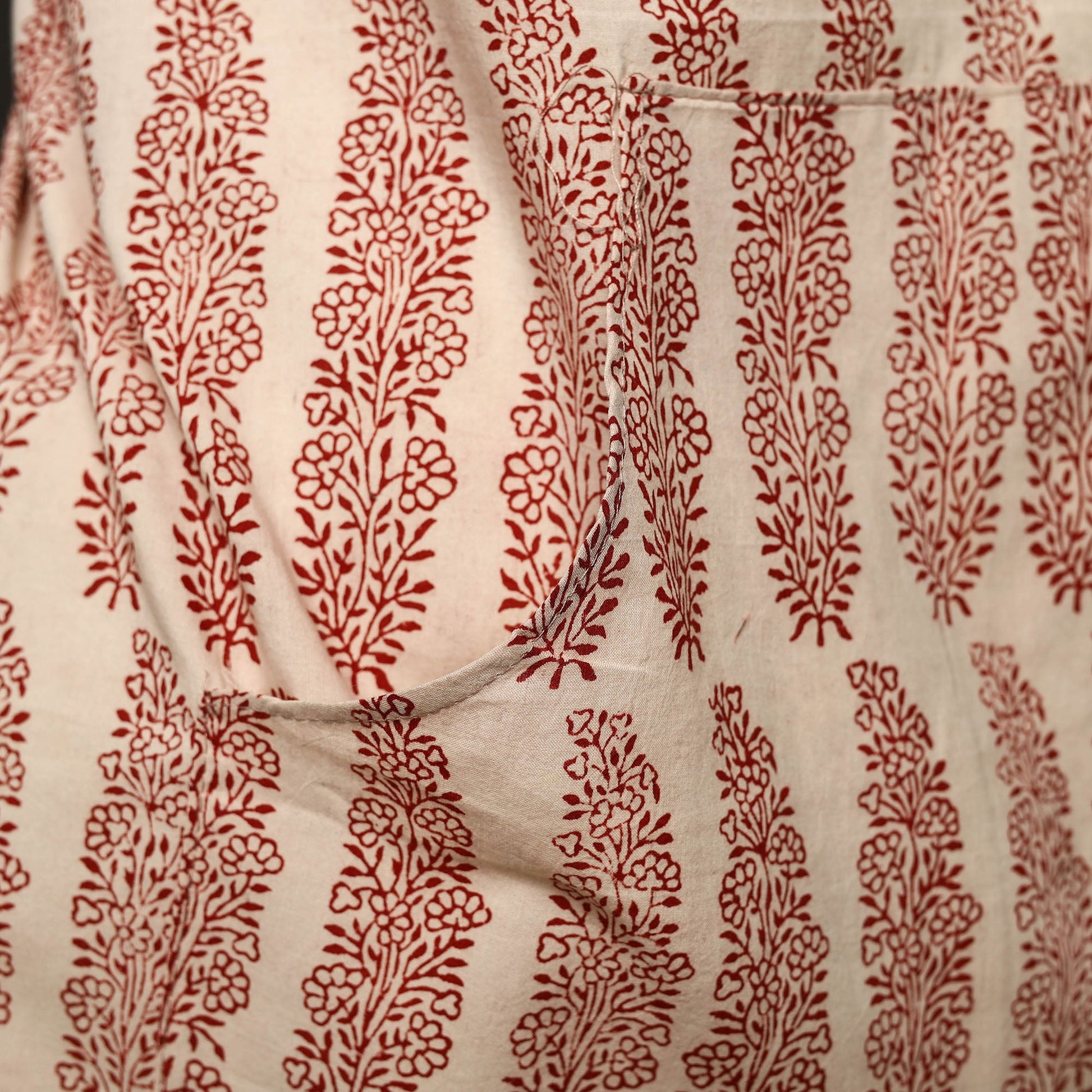 Beige - Bagh Block Print Cotton Apron with Pocket 25