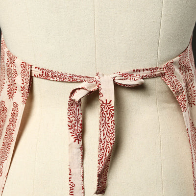 Beige - Bagh Block Print Cotton Apron with Pocket 25