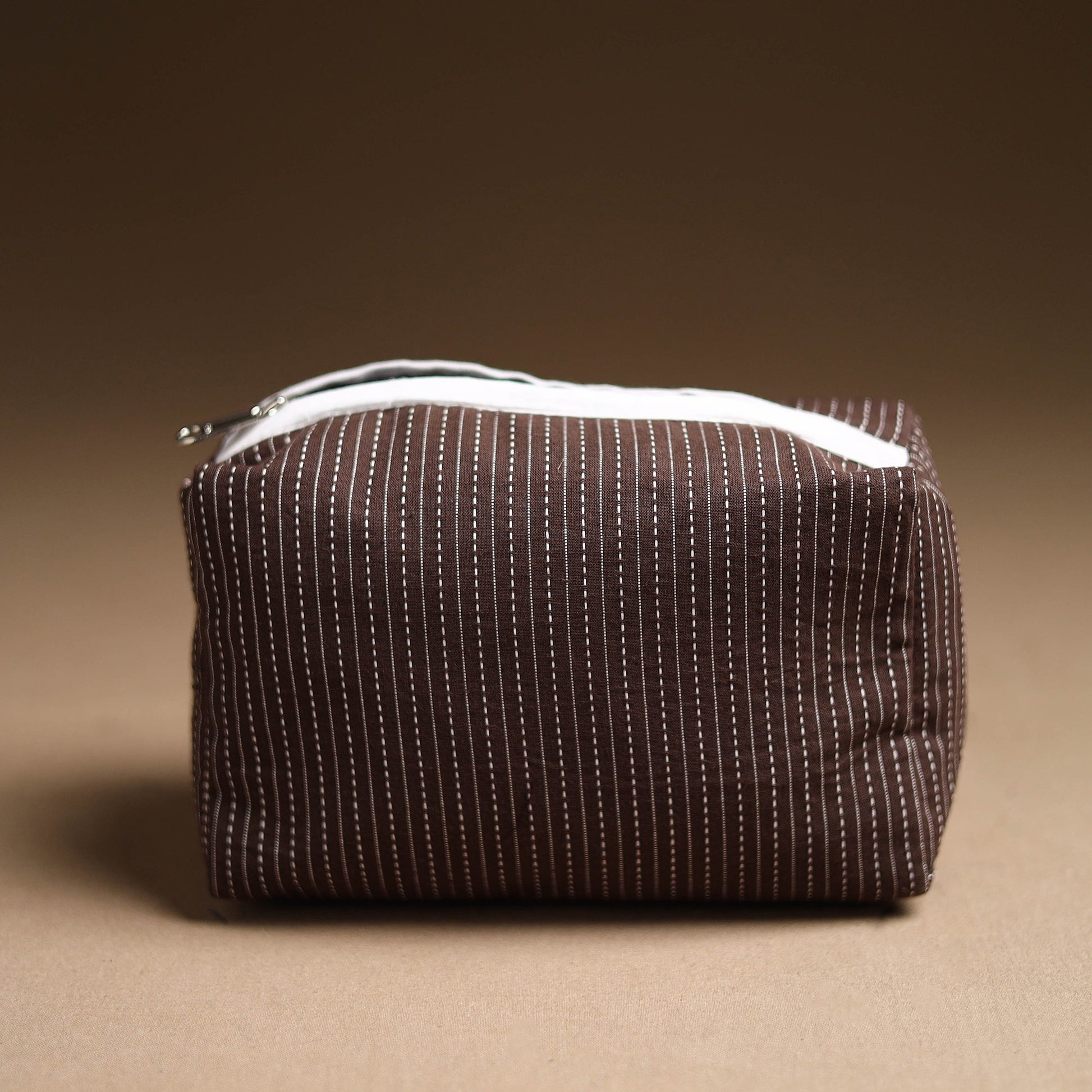 Brown - Handmade Cotton Toiletry Pouch 19