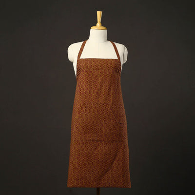 Brown - Bagh Block Print Cotton Apron with Pocket 28