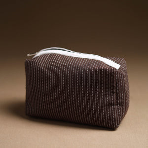 Brown - Handmade Cotton Toiletry Pouch 19